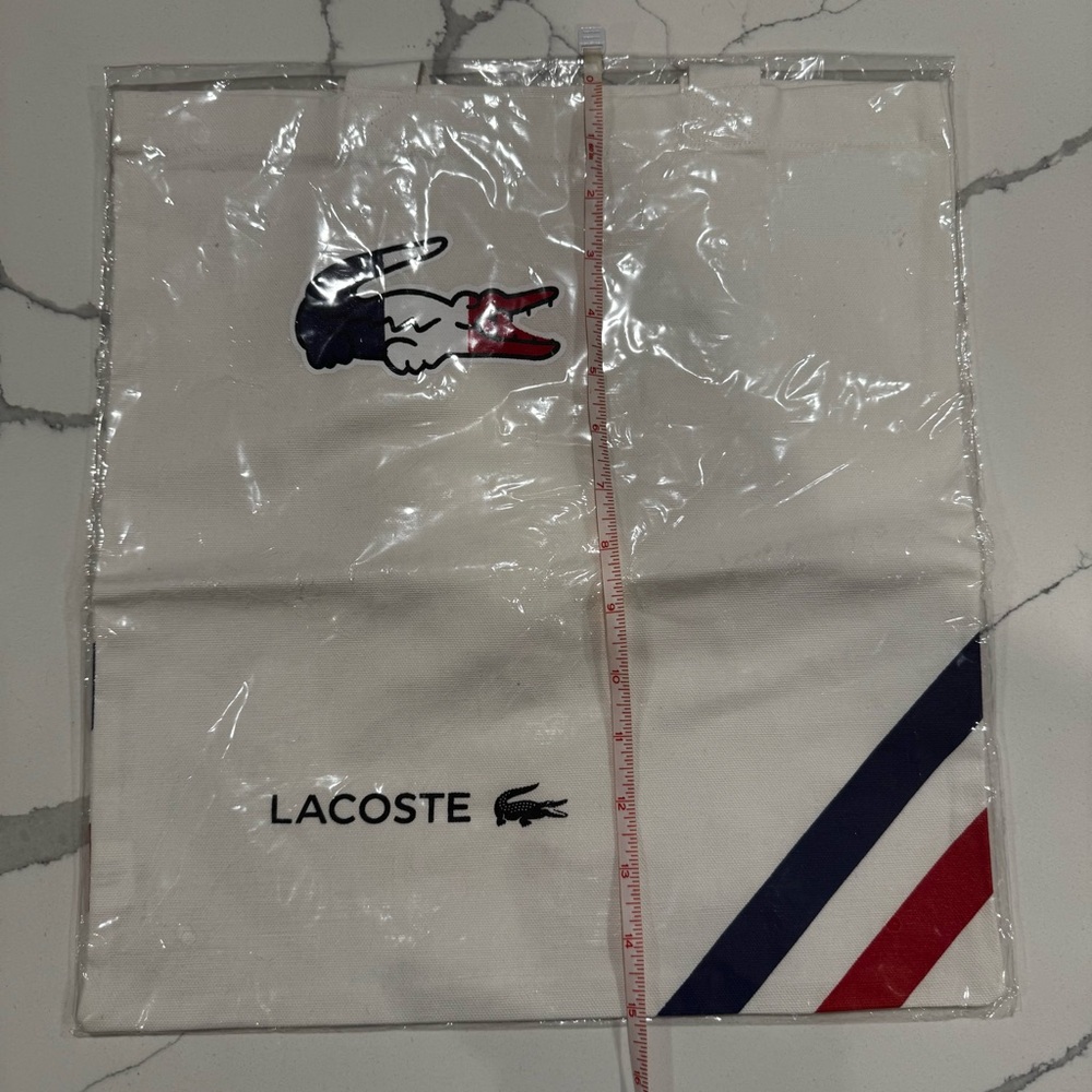 Lacoste Canvas Preppy Uniform Prep Euro Summer Y2K Streetware Tote - Picture 3 of 7